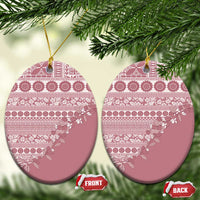Fiji Marau na Kerisimasi Ceramic Ornament Dusty Rose Tagimoucia Tapa Masi Tribal - Polynesian Pride
