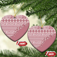 Fiji Marau na Kerisimasi Ceramic Ornament Dusty Rose Tagimoucia Tapa Masi Tribal - Polynesian Pride