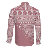 Fiji Marau na Kerisimasi Family Matching Long Sleeve Bodycon Dress and Hawaiian Shirt Dusty Rose Tagimoucia Tapa Masi Tribal - Polynesian Pride