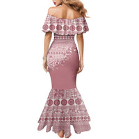 Fiji Marau na Kerisimasi Family Matching Mermaid Dress and Hawaiian Shirt Dusty Rose Tagimoucia Tapa Masi Tribal - Polynesian Pride