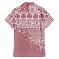 Fiji Marau na Kerisimasi Family Matching Off Shoulder Maxi Dress and Hawaiian Shirt Dusty Rose Tagimoucia Tapa Masi Tribal - Polynesian Pride