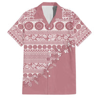Fiji Marau na Kerisimasi Family Matching Summer Maxi Dress and Hawaiian Shirt Dusty Rose Tagimoucia Tapa Masi Tribal - Polynesian Pride