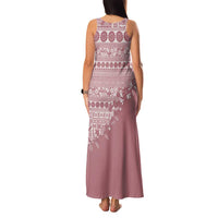 Fiji Marau na Kerisimasi Family Matching Tank Maxi Dress and Hawaiian Shirt Dusty Rose Tagimoucia Tapa Masi Tribal - Polynesian Pride