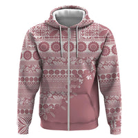 Fiji Marau na Kerisimasi Hoodie Dusty Rose Tagimoucia Tapa Masi Tribal - Polynesian Pride