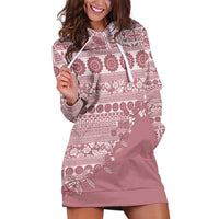 Fiji Marau na Kerisimasi Hoodie Dress Dusty Rose Tagimoucia Tapa Masi Tribal - Polynesian Pride