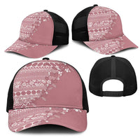 Fiji Marau na Kerisimasi Mesh Trucker Cap Dusty Rose Tagimoucia Tapa Masi Tribal LT9 - Polynesian Pride