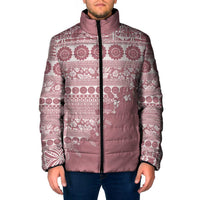 Fiji Marau na Kerisimasi Padded Jacket Dusty Rose Tagimoucia Tapa Masi Tribal LT9 Men Pink - Polynesian Pride