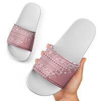 Fiji Marau na Kerisimasi Slide Sandals Dusty Rose Tagimoucia Tapa Masi Tribal - Polynesian Pride