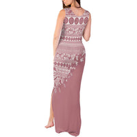 Fiji Marau na Kerisimasi Tank Maxi Dress Dusty Rose Tagimoucia Tapa Masi Tribal - Polynesian Pride