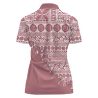 Fiji Marau na Kerisimasi Women Polo Shirt Dusty Rose Tagimoucia Tapa Masi Tribal - Polynesian Pride