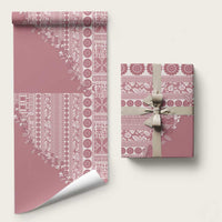 Fiji Marau na Kerisimasi Wrapping Paper Dusty Rose Tagimoucia Tapa Masi Tribal LT9 58" × 23" Pink - Polynesian Pride