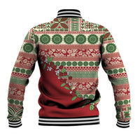 Fiji Marau na Kerisimasi Baseball Jacket Red Tagimoucia Tapa Masi Tribal LT9 - Polynesian Pride