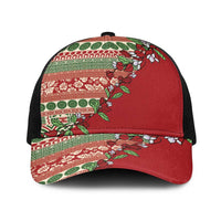Fiji Marau na Kerisimasi Baseball Net Cap Red Tagimoucia Tapa Masi Tribal LT9 One Size Black Red - Polynesian Pride