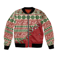 Fiji Marau na Kerisimasi Bomber Jacket Red Tagimoucia Tapa Masi Tribal LT9 Unisex Red - Polynesian Pride