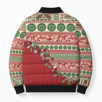Fiji Marau na Kerisimasi Bomber Puffer Jacket Red Tagimoucia Tapa Masi Tribal LT9 - Polynesian Pride