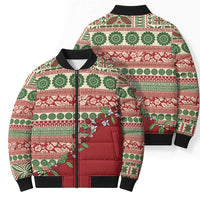 Fiji Marau na Kerisimasi Bomber Puffer Jacket Red Tagimoucia Tapa Masi Tribal LT9 - Polynesian Pride