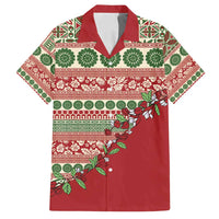 Fiji Marau na Kerisimasi Family Matching Long Sleeve Bodycon Dress and Hawaiian Shirt Red Tagimoucia Tapa Masi Tribal - Polynesian Pride