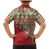 Fiji Marau na Kerisimasi Family Matching Mermaid Dress and Hawaiian Shirt Red Tagimoucia Tapa Masi Tribal - Polynesian Pride