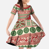 Fiji Marau na Kerisimasi Family Matching Mermaid Dress and Hawaiian Shirt Red Tagimoucia Tapa Masi Tribal - Polynesian Pride