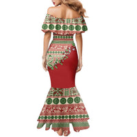 Fiji Marau na Kerisimasi Family Matching Mermaid Dress and Hawaiian Shirt Red Tagimoucia Tapa Masi Tribal - Polynesian Pride