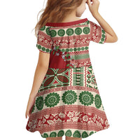 Fiji Marau na Kerisimasi Family Matching Short Sleeve Bodycon Dress and Hawaiian Shirt Red Tagimoucia Tapa Masi Tribal - Polynesian Pride