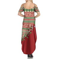 Fiji Marau na Kerisimasi Family Matching Summer Maxi Dress and Hawaiian Shirt Red Tagimoucia Tapa Masi Tribal - Polynesian Pride