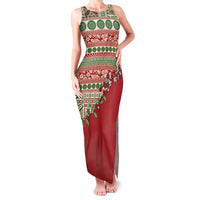 Fiji Marau na Kerisimasi Family Matching Tank Maxi Dress and Hawaiian Shirt Red Tagimoucia Tapa Masi Tribal - Polynesian Pride