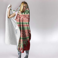 Fiji Marau na Kerisimasi Hooded Blanket Red Tagimoucia Tapa Masi Tribal - Polynesian Pride