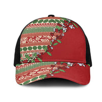 Fiji Marau na Kerisimasi Mesh Trucker Cap Red Tagimoucia Tapa Masi Tribal LT9 One Size Black Red - Polynesian Pride
