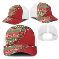 Fiji Marau na Kerisimasi Mesh Trucker Cap Red Tagimoucia Tapa Masi Tribal LT9 - Polynesian Pride