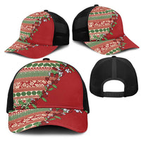 Fiji Marau na Kerisimasi Mesh Trucker Cap Red Tagimoucia Tapa Masi Tribal LT9 - Polynesian Pride