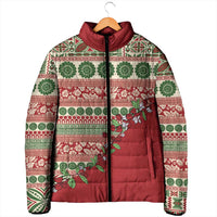 Fiji Marau na Kerisimasi Padded Jacket Red Tagimoucia Tapa Masi Tribal LT9 - Polynesian Pride