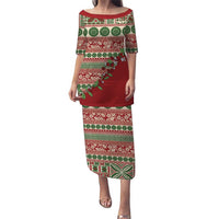 Fiji Marau na Kerisimasi Puletasi Red Tagimoucia Tapa Masi Tribal - Polynesian Pride