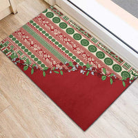 Fiji Marau na Kerisimasi Rubber Doormat Red Tagimoucia Tapa Masi Tribal LT9 - Polynesian Pride