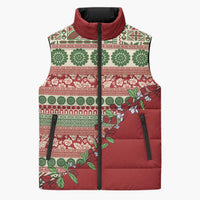 Fiji Marau na Kerisimasi Sleeveless Puffer Jacket Red Tagimoucia Tapa Masi Tribal LT9 Unisex Red - Polynesian Pride