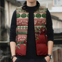 Fiji Marau na Kerisimasi Sleeveless Puffer Jacket Red Tagimoucia Tapa Masi Tribal LT9 - Polynesian Pride