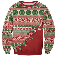 Fiji Marau na Kerisimasi Sweatshirt Red Tagimoucia Tapa Masi Tribal LT9 Unisex Red - Polynesian Pride