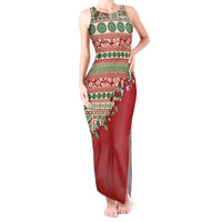 Fiji Marau na Kerisimasi Tank Maxi Dress Red Tagimoucia Tapa Masi Tribal - Polynesian Pride