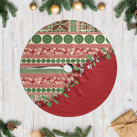 Fiji Marau na Kerisimasi Tree Skirt Red Tagimoucia Tapa Masi Tribal LT9 Casual Red - Polynesian Pride