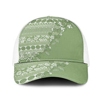 Fiji Marau na Kerisimasi Baseball Net Cap Sage Green Tagimoucia Tapa Masi Tribal LT9 One Size White Green - Polynesian Pride