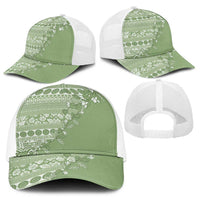 Fiji Marau na Kerisimasi Baseball Net Cap Sage Green Tagimoucia Tapa Masi Tribal LT9 - Polynesian Pride