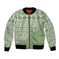 Fiji Marau na Kerisimasi Bomber Jacket Sage Green Tagimoucia Tapa Masi Tribal LT9 Unisex Green - Polynesian Pride