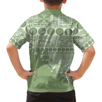 Fiji Marau na Kerisimasi Family Matching Mermaid Dress and Hawaiian Shirt Sage Green Tagimoucia Tapa Masi Tribal - Polynesian Pride