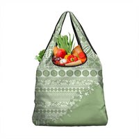 Fiji Marau na Kerisimasi Grocery Bag Sage Green Tagimoucia Tapa Masi Tribal - Polynesian Pride