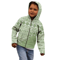 Fiji Marau na Kerisimasi Kid Hoodie Sage Green Tagimoucia Tapa Masi Tribal - Polynesian Pride