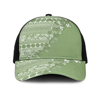 Fiji Marau na Kerisimasi Mesh Trucker Cap Sage Green Tagimoucia Tapa Masi Tribal LT9 One Size Black Green - Polynesian Pride