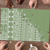 Fiji Marau na Kerisimasi Puzzle Sage Green Tagimoucia Tapa Masi Tribal LT9 - Polynesian Pride