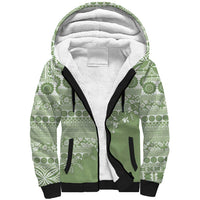 Fiji Marau na Kerisimasi Sherpa Hoodie Sage Green Tagimoucia Tapa Masi Tribal - Polynesian Pride