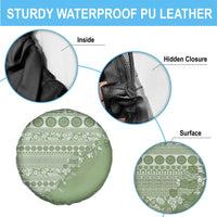 Fiji Marau na Kerisimasi Spare Tire Cover Sage Green Tagimoucia Tapa Masi Tribal - Polynesian Pride