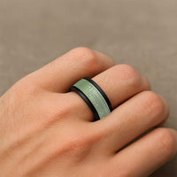 Fiji Marau na Kerisimasi Spinner Ring Sage Green Tagimoucia Tapa Masi Tribal - Polynesian Pride